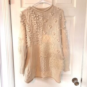 VTG Madeleine Knit Sweater Angora Rabbit‎ Hair Wool Blend Germany Cream Small